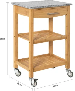 SoBuy FKW28-HG Servierwagen Mit Schublade Und 2 Ablagen Küchenwagen Küchenregal Aus Bambus Mit Granitarbeitsplatte BHT Ca.: 58x85x40cm -Mepalhom Geschaft dd6a4be20640ba24c284300ef4232e91