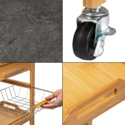 ONVAYA Küchenwagen Kyoto Auf Rollen, Küchenrollwagen Aus Bambus Mit Arbeitsplatte Schwarz Aus Stein, Praktischer Beistellwagen Für Die Küche Inkl. Schubladen -Mepalhom Geschaft ddad66aa01384dd85910fdacb8fab85e