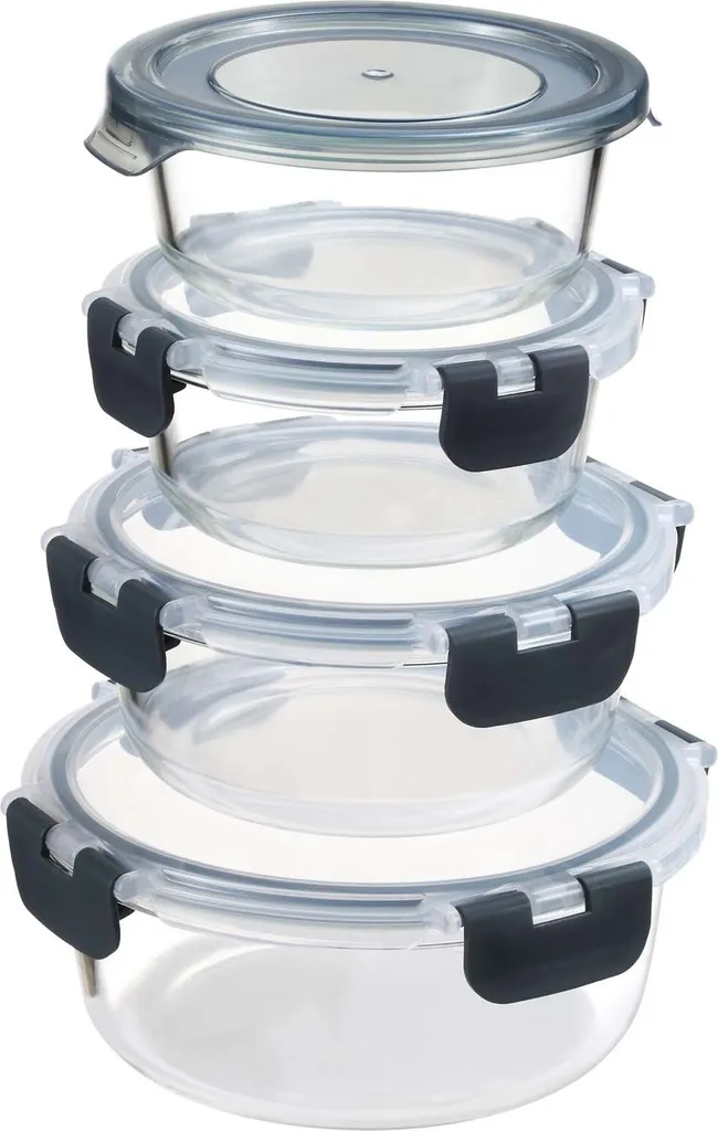 PIE LOCK Frischhaltedosen Set 24 Teilig - Frischhalte Dosen Glasdose Eckig Vorratsdosen - In Transparent Mit Grau Mikrowellengeeignete Frischhaltedose Essensbox Für Lebensmittel BPA-Frei 5 PIE LOCK Frischhaltedosen Set 24 Teilig - Frischhalte Dosen Glasdose Eckig Vorratsdosen - In Transparent Mit Grau Mikrowellengeeignete Frischhaltedose Essensbox Für Lebensmittel BPA-Frei – Bild 3