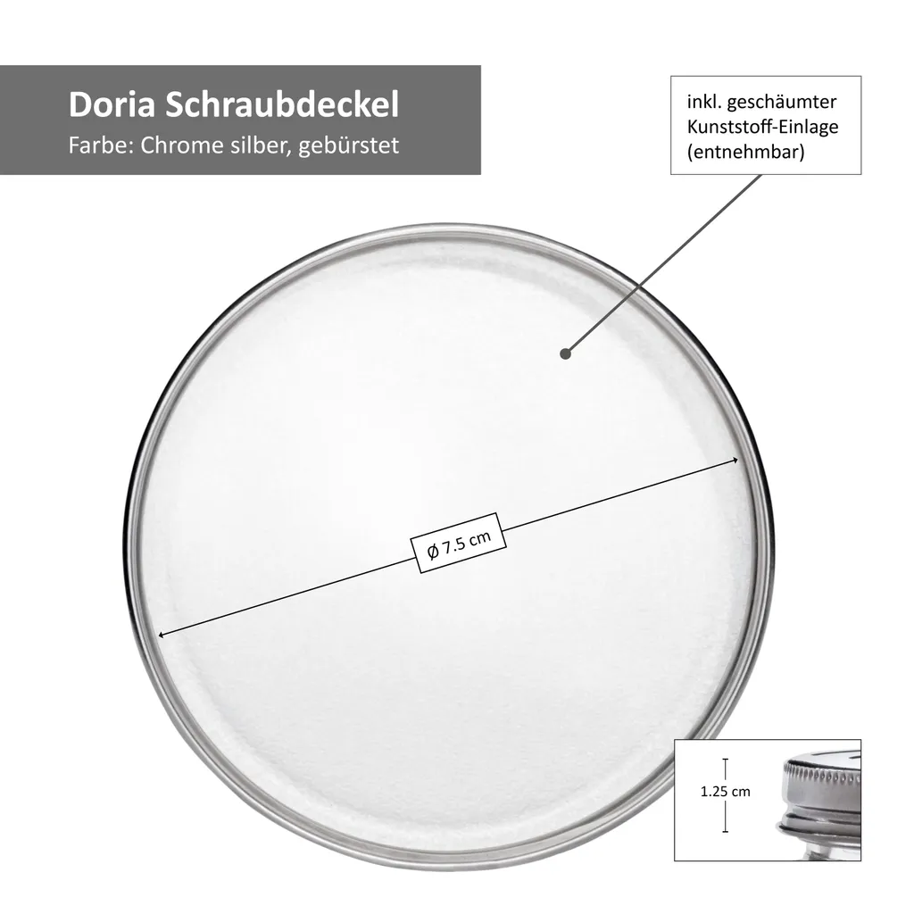 8-tlg. Vorrats-Gläserset Doria 520 Ml + 320 Ml Gewürzglas Mit Schraub-Deckel Silber Gläser 8 8-tlg. Vorrats-Gläserset Doria 520 Ml + 320 Ml Gewürzglas Mit Schraub-Deckel Silber Gläser – Bild 6