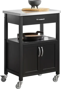 SoBuy Küchenwagen Servierwagen Küchenschrank Getränkewagen Fürs Büro FKW22-SCH