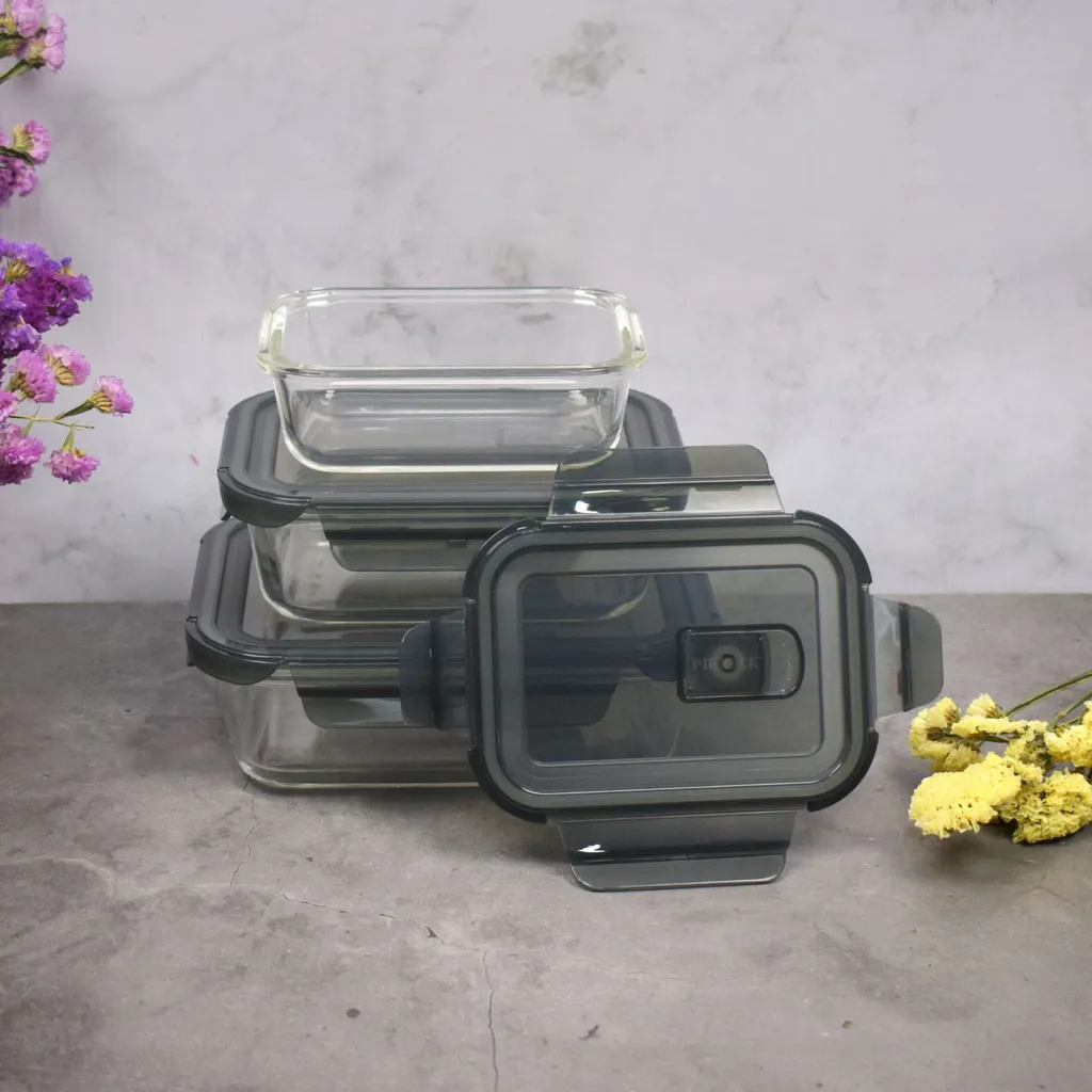 PIE LOCK Vorratsdosen 6 Teilig Eckig - Vorratsdosen Set Mikrowellengeeignete Essensbox Vorratsbehälter - Grau Glasdose Lunchbox Vorratsgläser Set 12 PIE LOCK Vorratsdosen 6 Teilig Eckig - Vorratsdosen Set Mikrowellengeeignete Essensbox Vorratsbehälter - Grau Glasdose Lunchbox Vorratsgläser Set – Bild 10