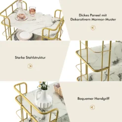 COSTWAY Küchenwagen Mit Universalrädern, Servierwagen 3 Ablagen, Marmor-Optik Barwagen Modern, Mobiler Rollwagen, Haushaltswagen Metallrahmen, Mehrzweckwagen Für Haus, Restaurant, Allzweckwagen Golden 12 COSTWAY Küchenwagen Mit Universalrädern, Servierwagen 3 Ablagen, Marmor-Optik Barwagen Modern, Mobiler Rollwagen, Haushaltswagen Metallrahmen, Mehrzweckwagen Für Haus, Restaurant, Allzweckwagen Golden -Mepalhom Geschaft e262a27f46ae2f5d4a0720df403009d2