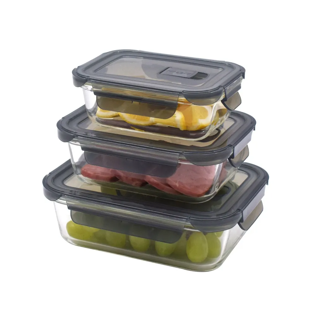 PIE LOCK Vorratsdosen 6 Teilig Eckig - Vorratsdosen Set Mikrowellengeeignete Essensbox Vorratsbehälter - Grau Glasdose Lunchbox Vorratsgläser Set 7 PIE LOCK Vorratsdosen 6 Teilig Eckig - Vorratsdosen Set Mikrowellengeeignete Essensbox Vorratsbehälter - Grau Glasdose Lunchbox Vorratsgläser Set – Bild 5