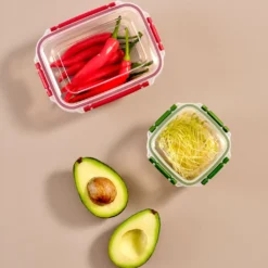 Uandu Lock & Fresh 5er Vorratsdosen Set, Frischhaltedosen Mit Deckel Für Lebensmittel, Mikrowellen-, Und Gefriergeeignet, Vorratsdosen Mit Deckel, Meal Prep Boxen, Aufbewahrungsbox Küche - Rot -Mepalhom Geschaft e41f434141ca9692e1c6115dbba17101