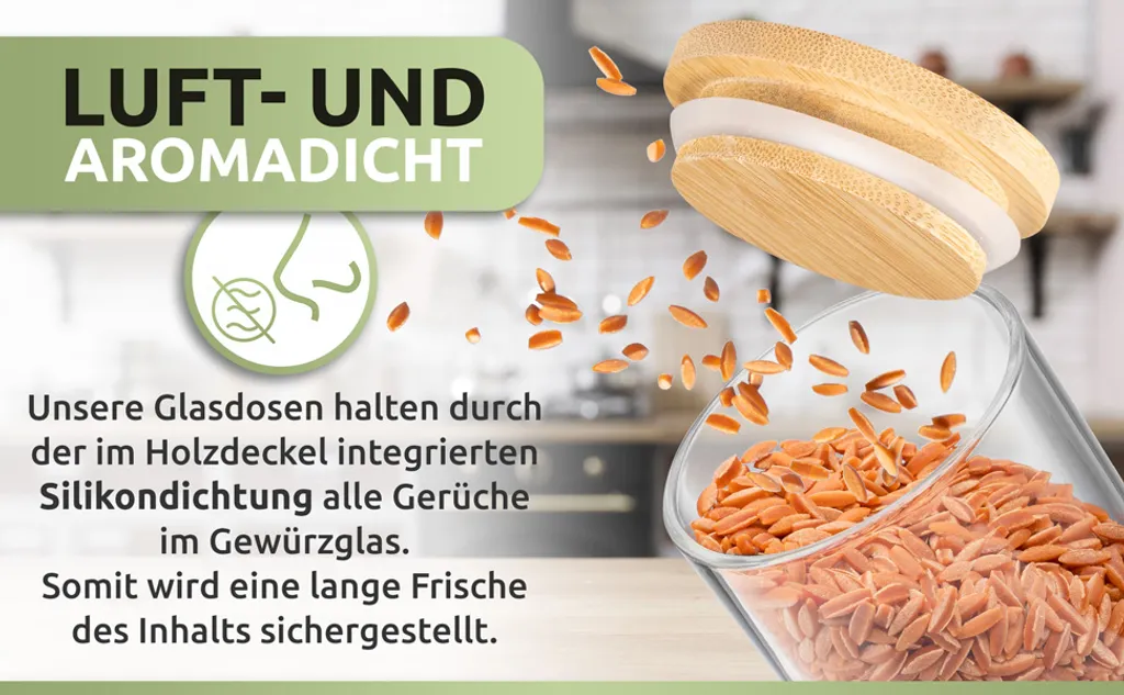 PORADA 12 Stapelbare Gewürzgläser Set 150ml Glasbehälter Mit Deckel Aufbewahrung Küche Gewürzdosen Vorratsdosen Glas Mit Deckel Aufbewahrungsgläser Küchenorganisation Aufbewahrung… 9 PORADA 12 Stapelbare Gewürzgläser Set 150ml Glasbehälter Mit Deckel Aufbewahrung Küche Gewürzdosen Vorratsdosen Glas Mit Deckel Aufbewahrungsgläser Küchenorganisation Aufbewahrung… – Bild 7