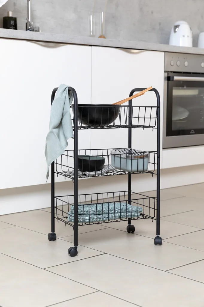 Wenko Rollwagen Florenz Mit 3 Ablagen Schwarz 4 Wenko Rollwagen Florenz Mit 3 Ablagen Schwarz – Bild 2