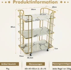 COSTWAY Küchenwagen Mit Universalrädern, Servierwagen 3 Ablagen, Marmor-Optik Barwagen Modern, Mobiler Rollwagen, Haushaltswagen Metallrahmen, Mehrzweckwagen Für Haus, Restaurant, Allzweckwagen Golden 13 COSTWAY Küchenwagen Mit Universalrädern, Servierwagen 3 Ablagen, Marmor-Optik Barwagen Modern, Mobiler Rollwagen, Haushaltswagen Metallrahmen, Mehrzweckwagen Für Haus, Restaurant, Allzweckwagen Golden -Mepalhom Geschaft ef38b4b759577b14be497cdd69fa5fd8
