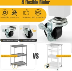 COSTWAY Kleiner Küchenwagen, Servierwagen Auf Rollen, Arbeitsplatte Aus Edelstahl, Schublade, Korb & Abnehmbarem Serviertablett, Rollwagen Kücheninsel, Küchentrolley Landhausstil Weiß, 47x39x85cm 14 COSTWAY Kleiner Küchenwagen, Servierwagen Auf Rollen, Arbeitsplatte Aus Edelstahl, Schublade, Korb & Abnehmbarem Serviertablett, Rollwagen Kücheninsel, Küchentrolley Landhausstil Weiß, 47x39x85cm -Mepalhom Geschaft f2152d3385bfe5f16ee29cab3863192f