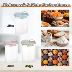 Vorratsdosen 2L Müslidosen Mit Messbecher BPA-frei Luftdicht Müsli Schüttdose Mit Deckel Kunststoff Vorratsbehälter Küche Aufbewahrungsbox Für Mehl Getreide Reis (Blau) -Mepalhom Geschaft f22c10797e95b28391fc1172d3b13cf9