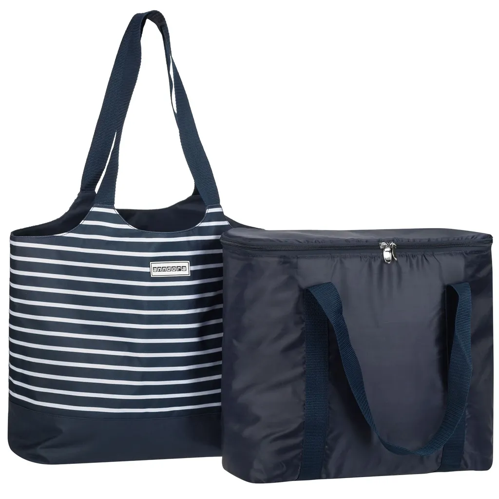 Strandtasche 2 In 1 Kühltasche + SchultertascheAHOI Blau Weiß - Navy 5 Strandtasche 2 In 1 Kühltasche + SchultertascheAHOI Blau Weiß - Navy – Bild 3