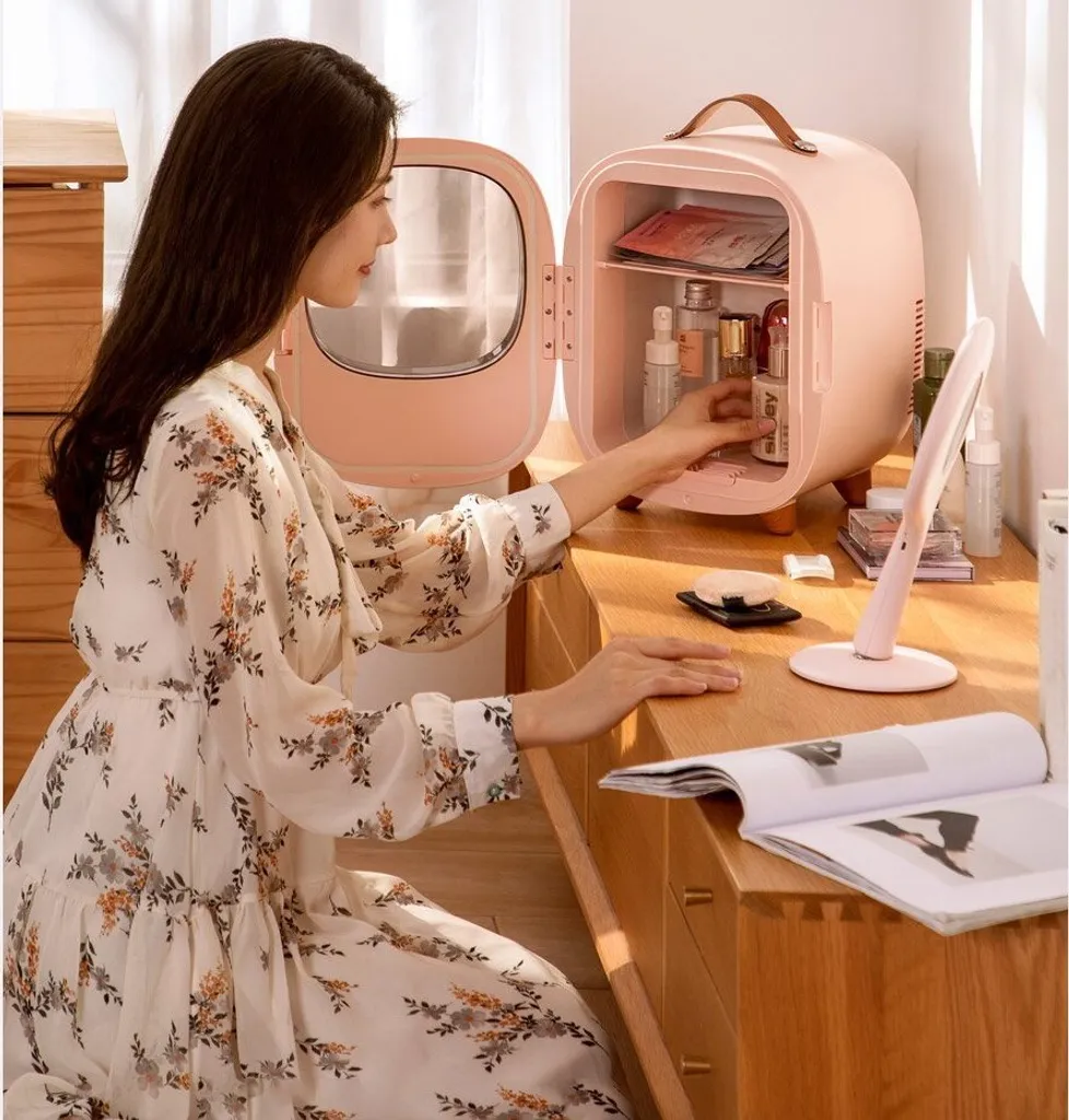 Baseus Mini Beauty Kühlschrank Für Kosmetik Reisekühlschrank Mit Heizung 8l 220V EU / 12V Weiß 16 Baseus Mini Beauty Kühlschrank Für Kosmetik Reisekühlschrank Mit Heizung 8l 220V EU / 12V Weiß – Bild 14