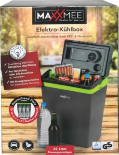 MAXXMEE Kühlbox - Wahlweise Via Netzkabel Oder KFZ-Anschluss - 22l Volumen - Grau/limegreen Kühlbox Camping Kühlschrank 22L Auto 12V 230V Thermobox Elektrisch Picknick Grau -Mepalhom Geschaft f6fb8b47249cb2c0414868e90b5a7aca