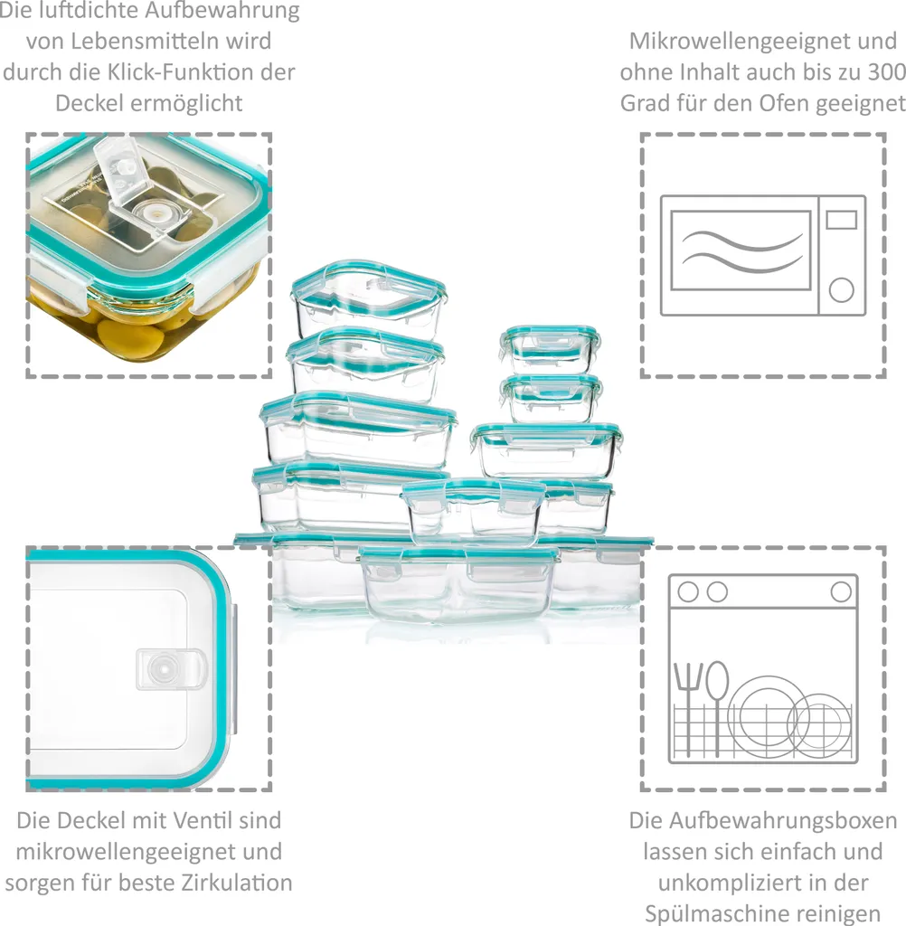 Sänger Frischhaltedosen Set Aus Glas 12er Set 4 Sänger Frischhaltedosen Set Aus Glas 12er Set – Bild 2